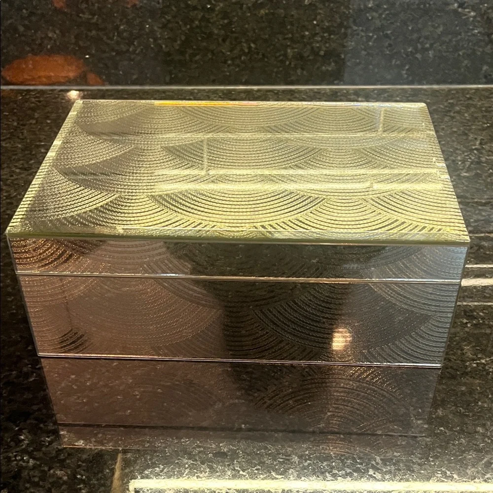 Decorative Metallic Jewelry Box - Silver Stacked Design